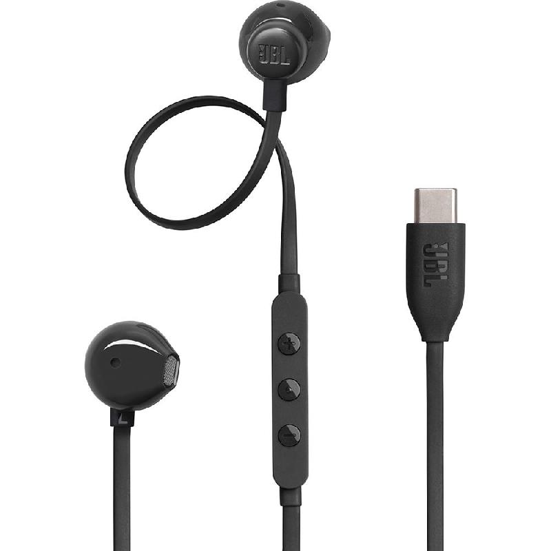 JBL Tune 305C Earphones, Wired, USB-C, In-line Microphone, Black