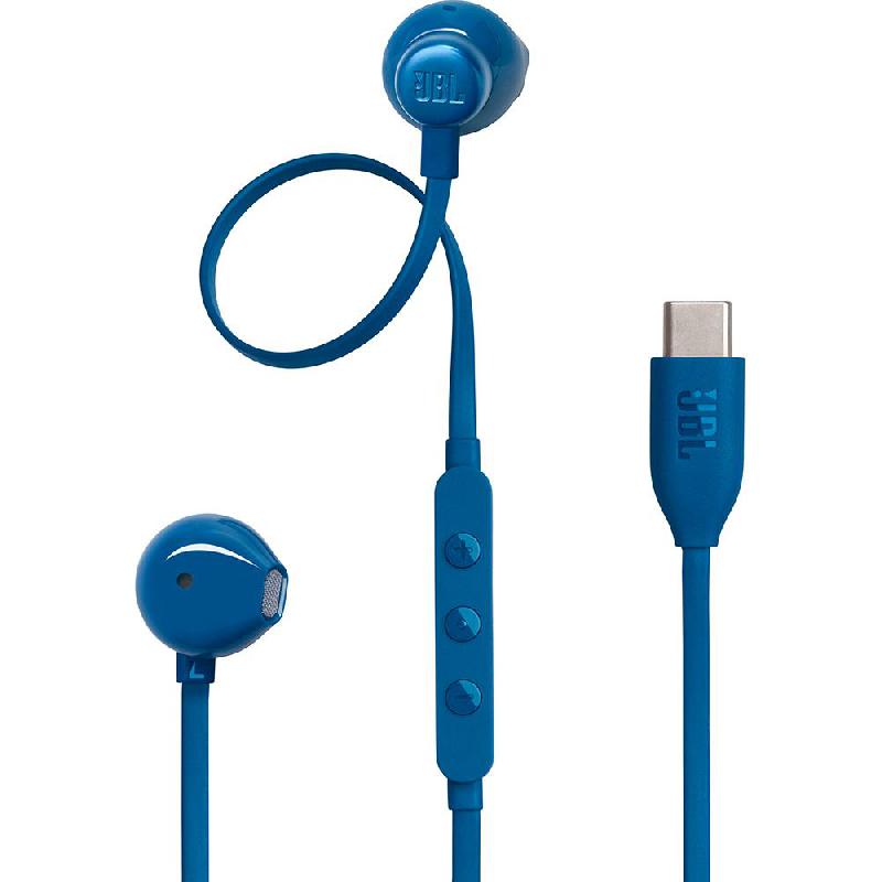 JBL Tune 305C Earphones, Wired, USB-C, In-line Microphone, Blue