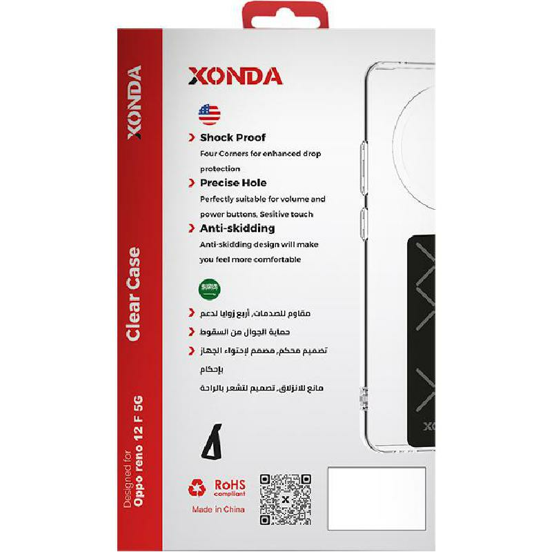 Xonda Back Cover Mobile Case with Strap, for OPPO Reno12 F 5G, Clear — 3