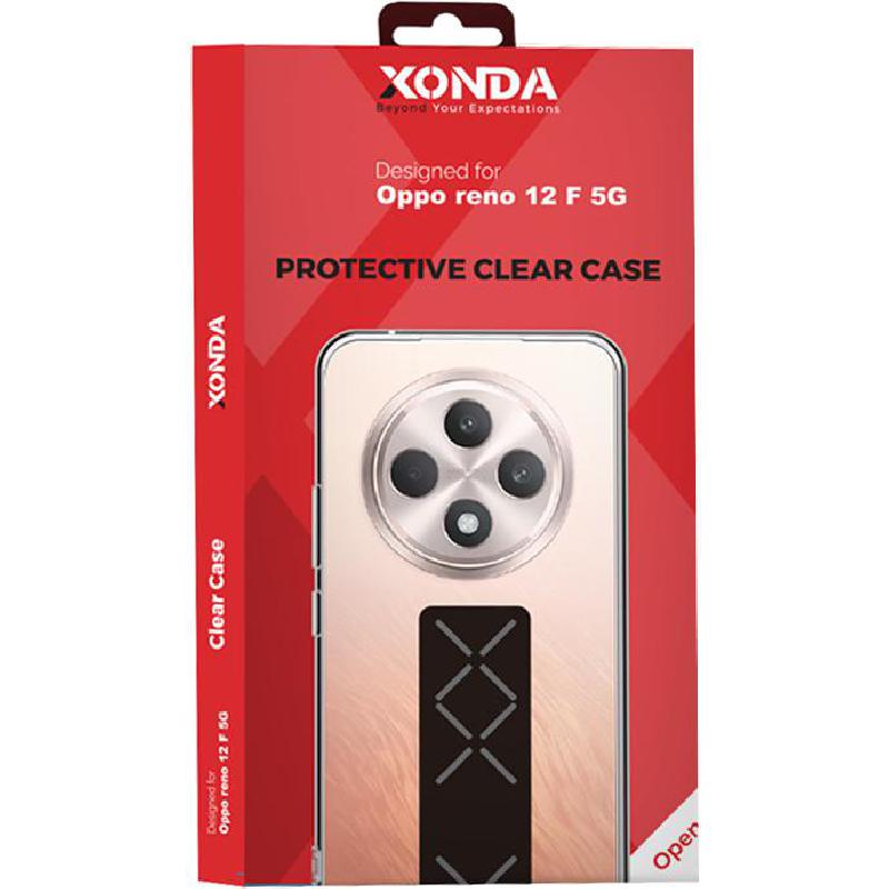 Xonda Back Cover Mobile Case with Strap, for OPPO Reno12 F 5G, Clear — 2