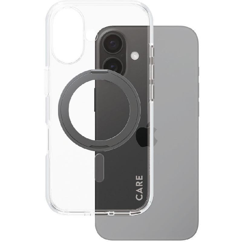 PanzerGlass Feature Kickstand Back Cover Mobile Case with MagSafe, for iPhone 16, Black