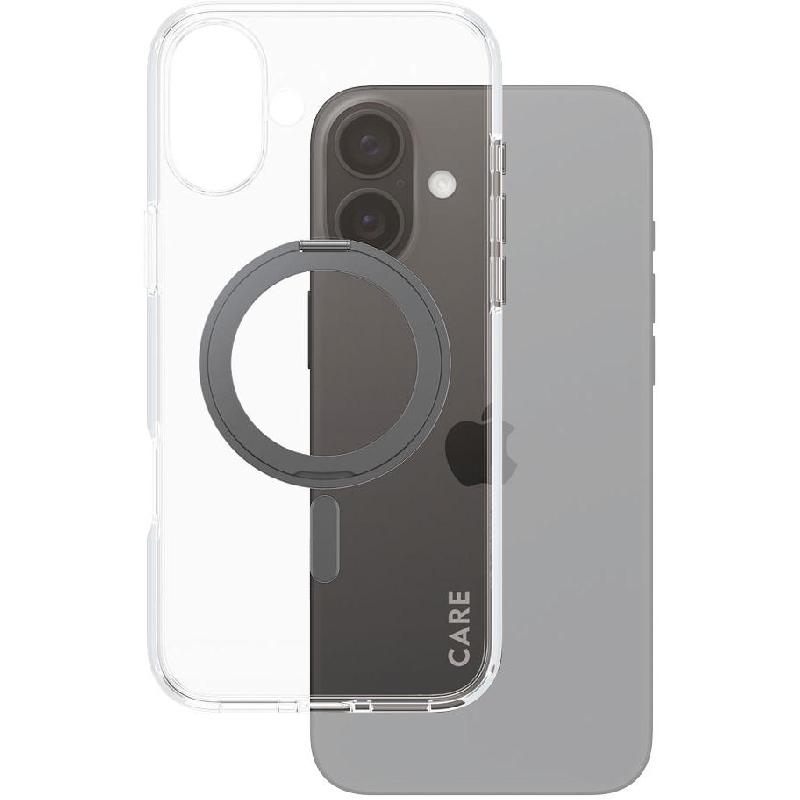 PanzerGlass Feature Kickstand Back Cover Mobile Case with MagSafe, for iPhone 16 Plus, Black