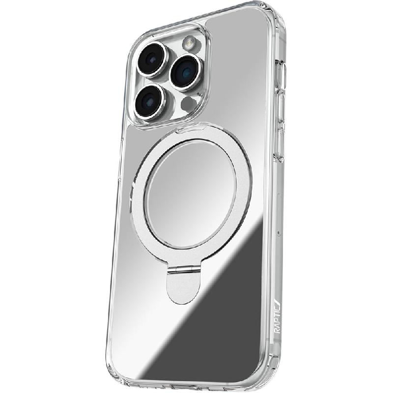 Raptic Air Stand Mirror Back Cover Mobile Case with MagSafe, for iPhone 16 Pro, Clear Mirror