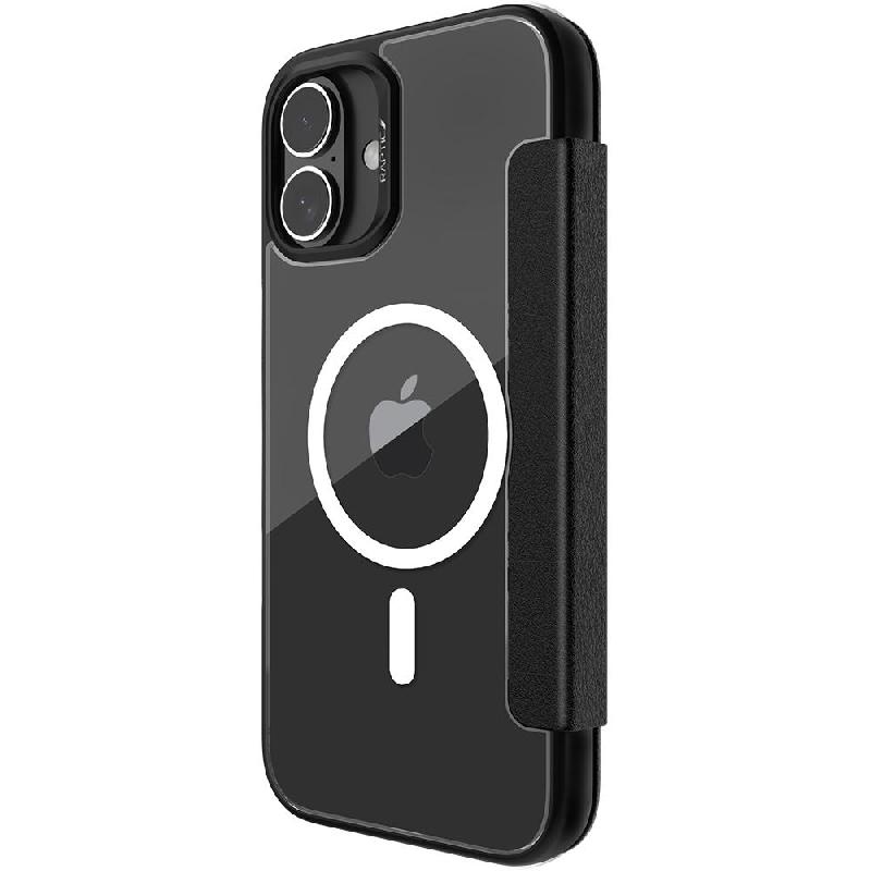 Raptic Urban Folio Flip Cover Mobile Case, for iPhone 16, Black