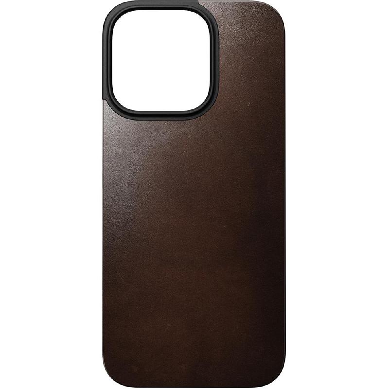 Nomad Magnetic Leather Back Cover Mobile Case with MagSafe, for iPhone 16 Pro, Rustic Brown
