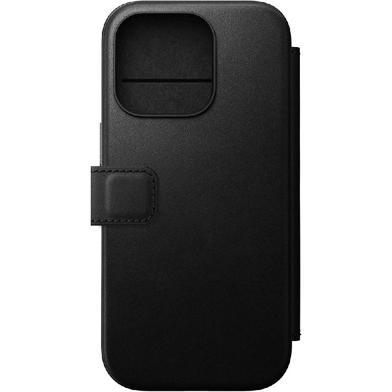 Nomad Modern Leather Folio Flip Cover Mobile Case with MagSafe, for iPhone 16 Pro, Black