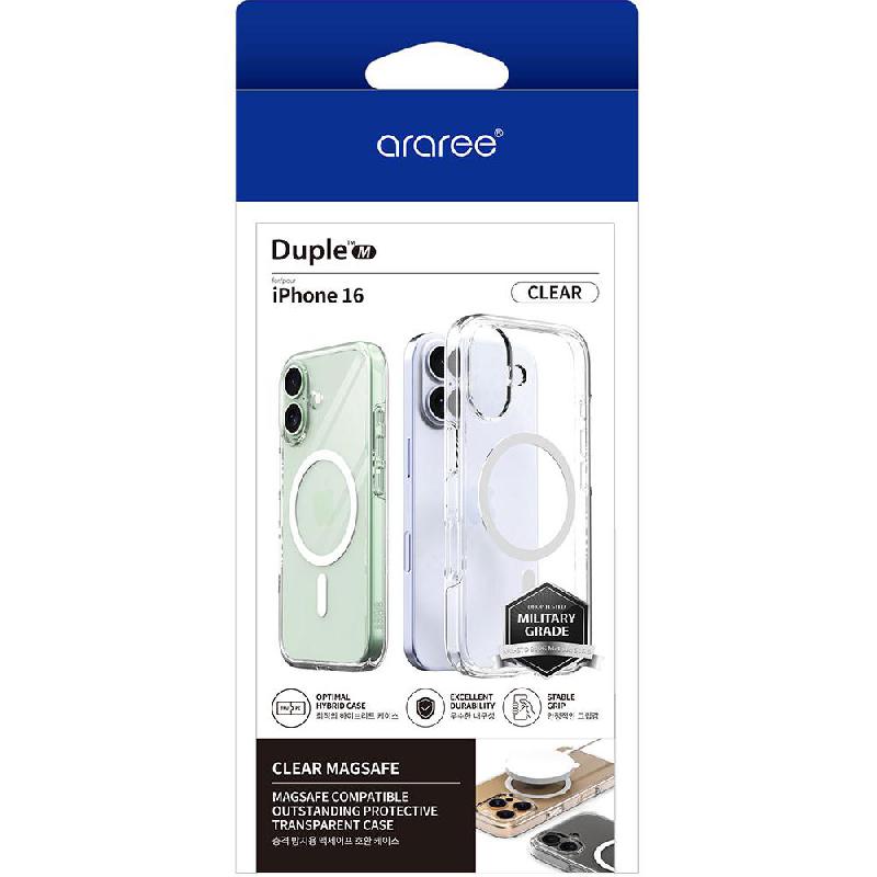 Araree Duple M Back Cover Mobile Case with MagSafe, for iPhone 16, Clear — 2