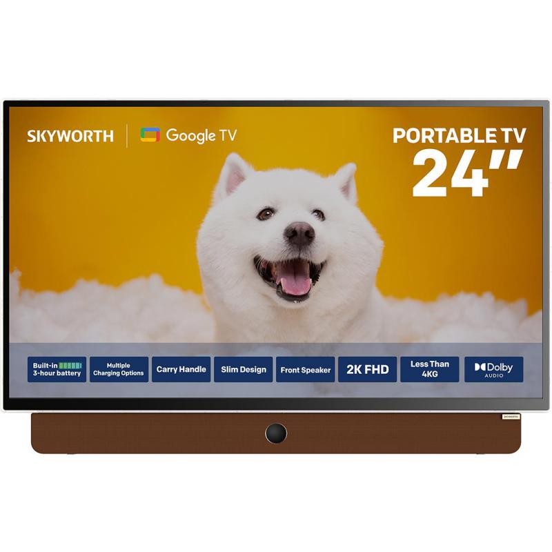 Skyworth 24" Portable TV, Full HD LED, 60 Hz, Cloud White, LP60G