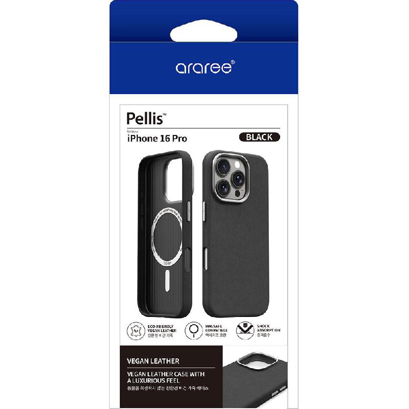 Araree Pellis Back Cover Mobile Case with MagSafe, for iPhone 16 Pro, Black — 2