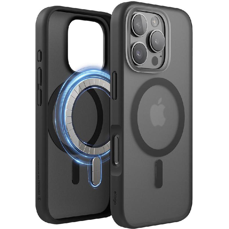 Elago Magnetic Hybrid Back Cover Mobile Case with MagSafe, for iPhone 16 Pro, Dark Grey/Black