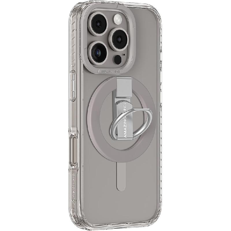 Amazing Thing Titan Pro Mag Grip Back Cover Mobile Case with MagSafe, for iPhone 16 Pro, Titan Grey