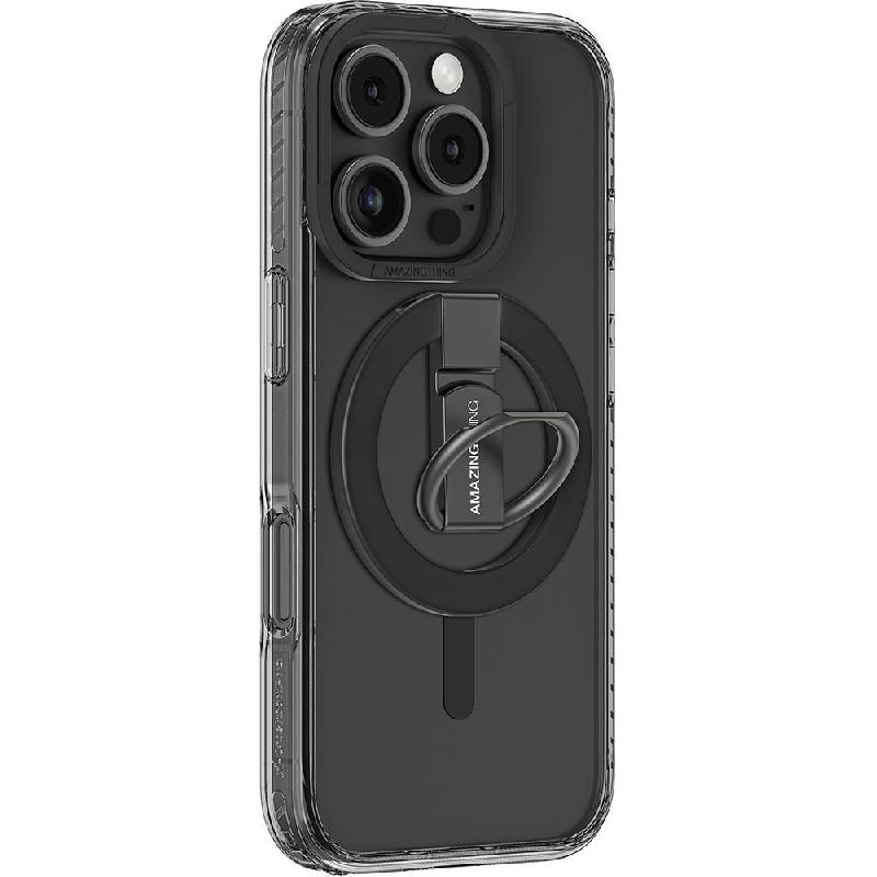 Amazing Thing Titan Pro Mag Grip Back Cover Mobile Case with MagSafe, for iPhone 16 Pro Max, Dark Black