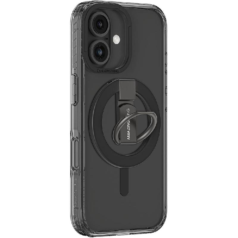Amazing Thing Titan Pro Mag Grip Back Cover Mobile Case with MagSafe, for iPhone 16, Dark Black