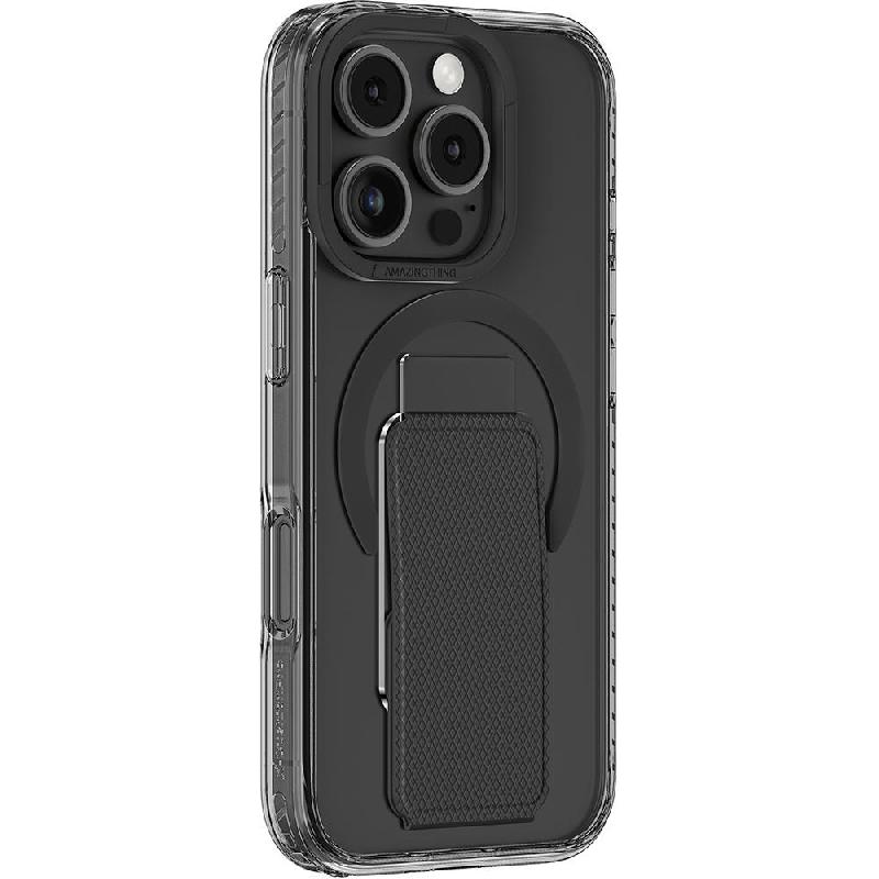 Amazing Thing Titan Pro Holder Back Cover Mobile Case with MagSafe, for iPhone 16 Pro, Dark Black
