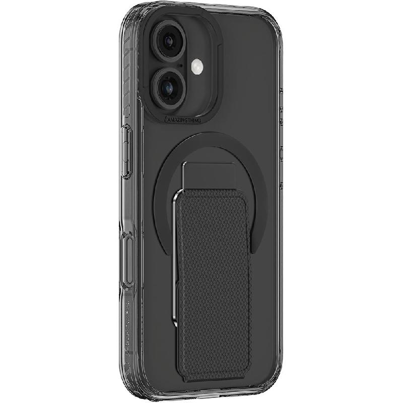 Amazing Thing Titan Pro Holder Back Cover Mobile Case with MagSafe, for iPhone 16, Dark Black