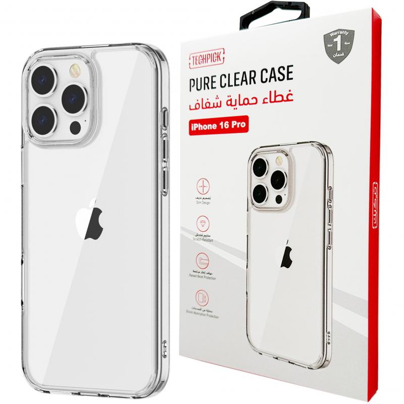 Techpick Pure Back Cover Mobile Case, for iPhone 16 Pro, Clear