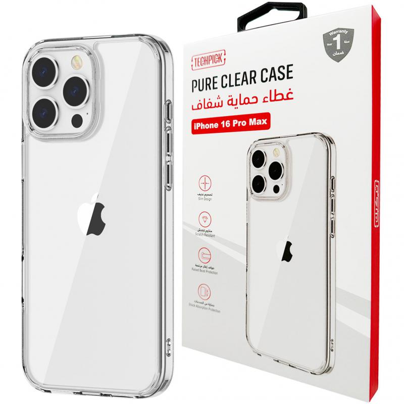 Techpick Pure Back Cover Mobile Case, for iPhone 16 Pro Max, Clear