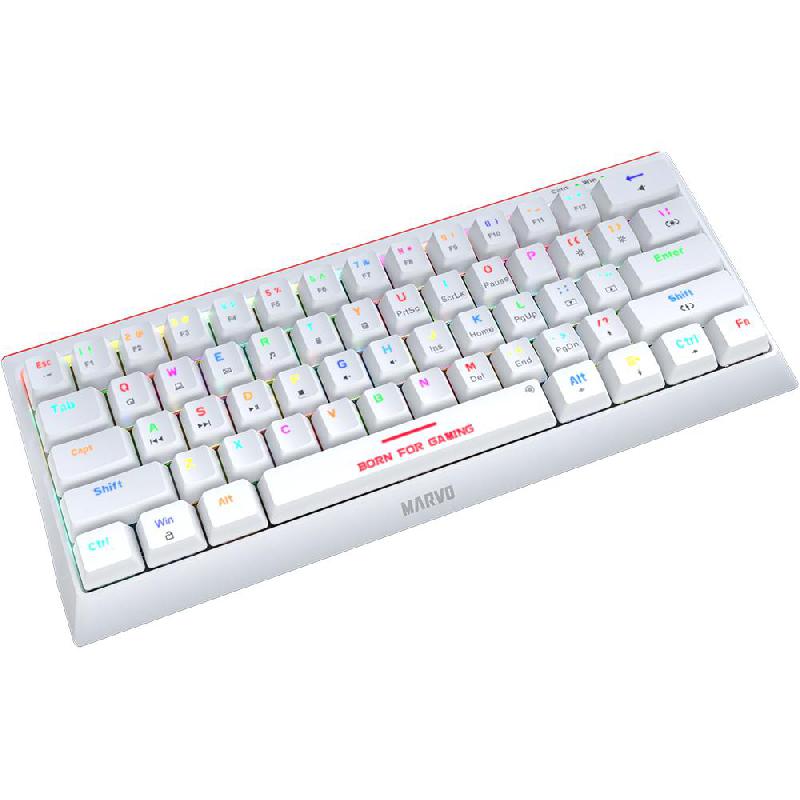 MARVO KG962GWH 60% Mechanical Switch Gaming Keyboard, Wired, for Laptop/Desktop Computer/Gaming Desktop Computer/CPU Windows OS, White — 2