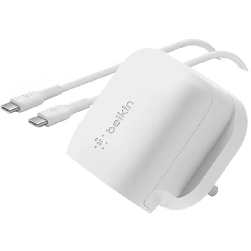 Belkin BoostCharge USB-C PD Wall Charger 20W With Cable, USB PD (Power Delivery), 20W, Single USB-C, White