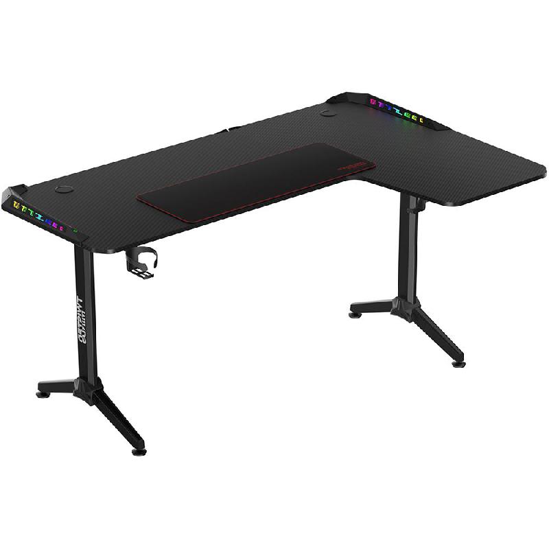 Twisted Minds L Shaped Right Gaming Desk, P2/Carbon Fiber, Black — 3