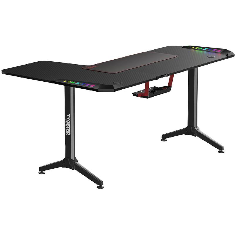 Twisted Minds L Shaped Right Gaming Desk, P2/Carbon Fiber, Black — 2