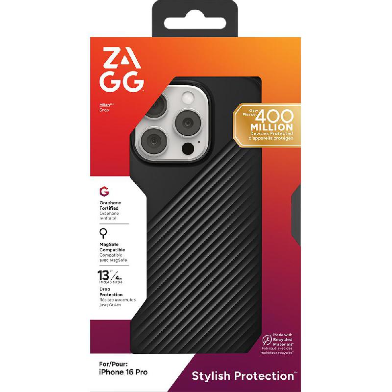 Zagg Luxe Snap Back Cover Mobile Case with MagSafe, for iPhone 16 Pro, Black — 2