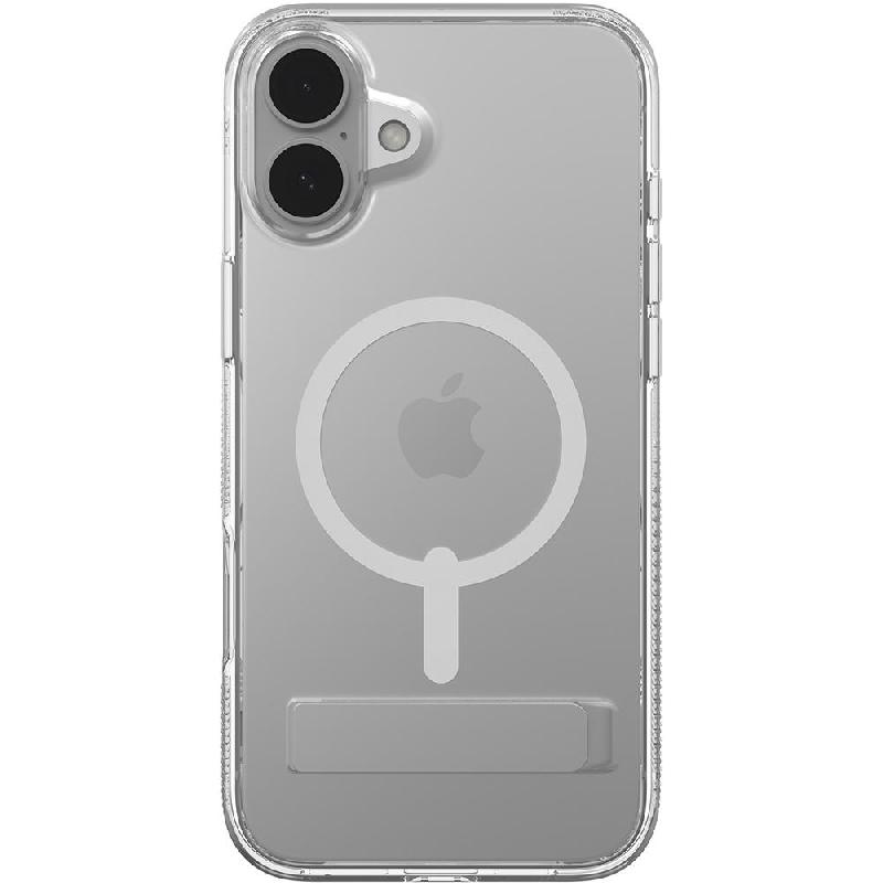 Zagg Crystal Palace Snap Kick Back Cover Mobile Case with MagSafe, for iPhone 16 Pro, Clear