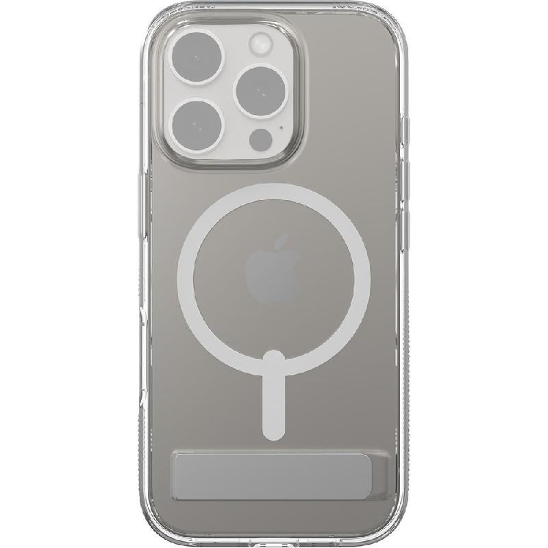 Zagg Crystal Palace Snap Kick Back Cover Mobile Case with MagSafe, for iPhone 16 Pro Max, Clear