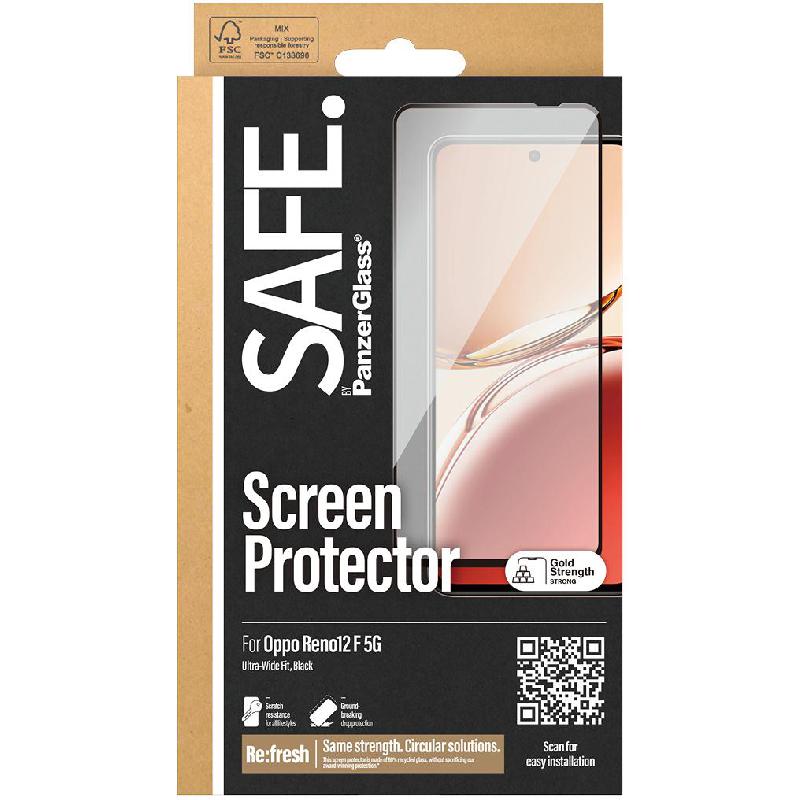PanzerGlass SAFE Case Friendly Smartphone Screen Protector, Tempered Glass, Edge-to-Edge, Black, for OPPO Reno12 F 5G — 2