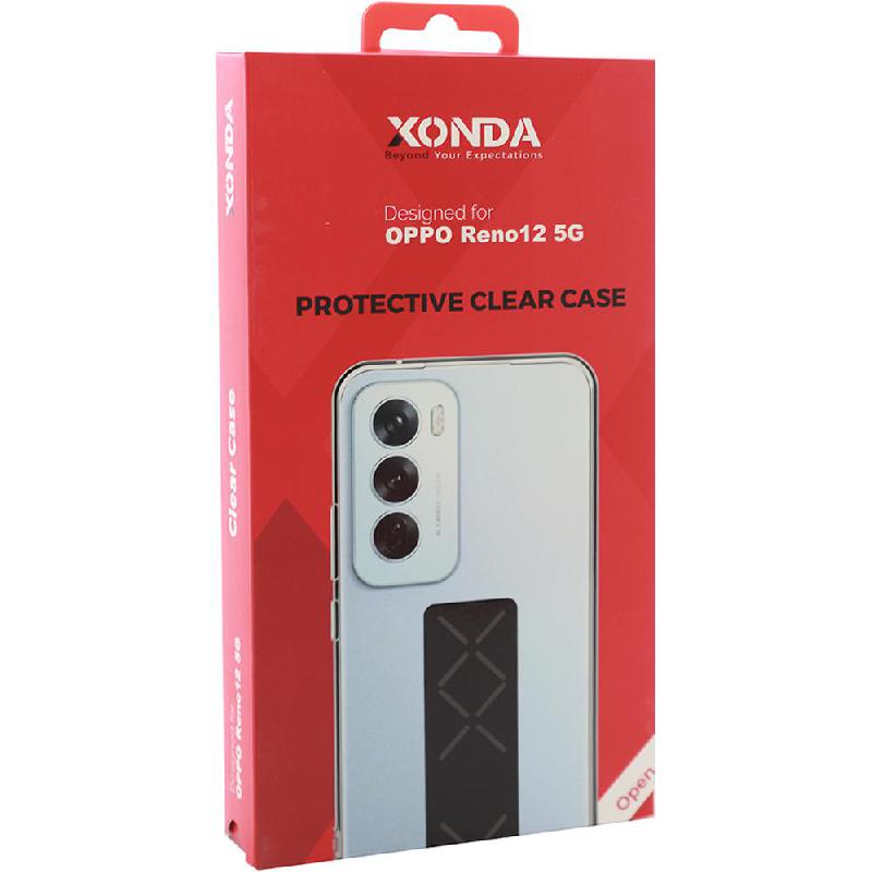 Xonda Back Cover Mobile Case with Strap, for OPPO Reno12 5G, Clear