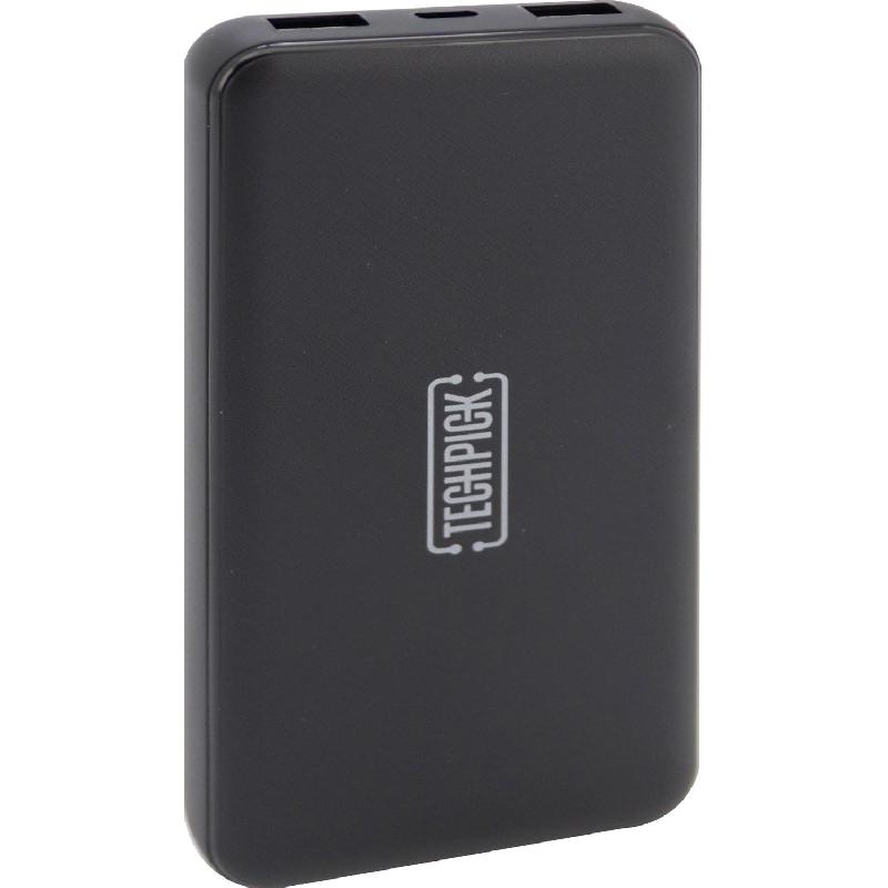 Techpick Power Bank 20W 10000mAh Powerbank, PD Fast Charging, 10000 mAh, 3 USB (2X USB/1X USB-C), Black