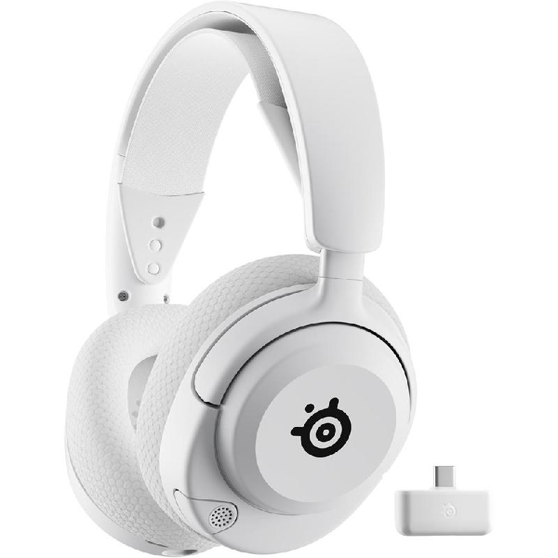 SteelSeries Arctis Nova 5 Gaming Headset, Passive Noise Isolation, Bluetooth/Wireless, USB-C, Retractable Microphone, White