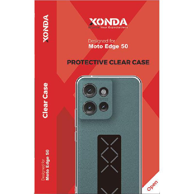 Xonda Back Cover Mobile Case with Strap, for Motorola edge 50, Clear