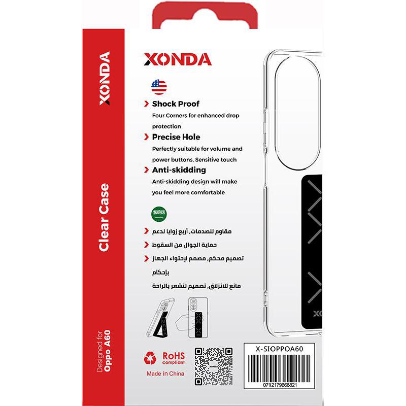 Xonda Back Cover Mobile Case with Strap, for Oppo A60, Clear — 2