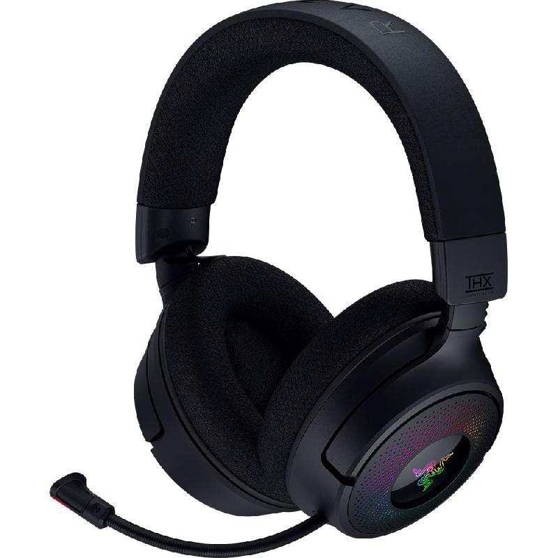 Razer Kraken V4 Chroma RGB Gaming Headset, Passive Noise Isolation, Wireless (2.4 GHz)/Bluetooth/Wired (USB), USB (Charging), Retractable Microphone, Black