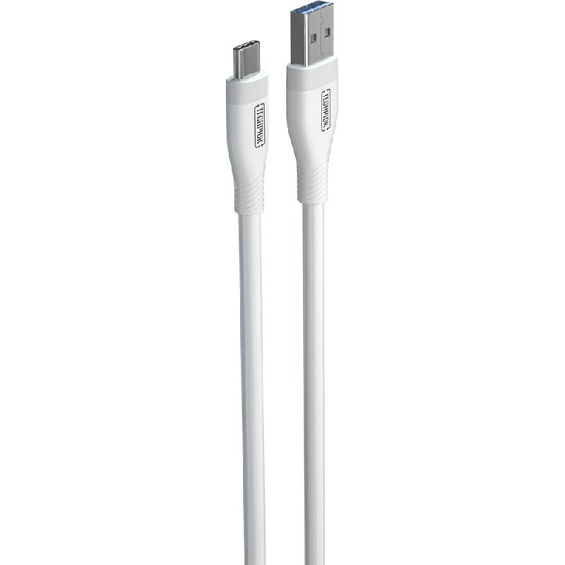 Techpick Silicone USB-A to USB-C Sync & Charge Cable, 2.00 m ( 6.56 ft ), White