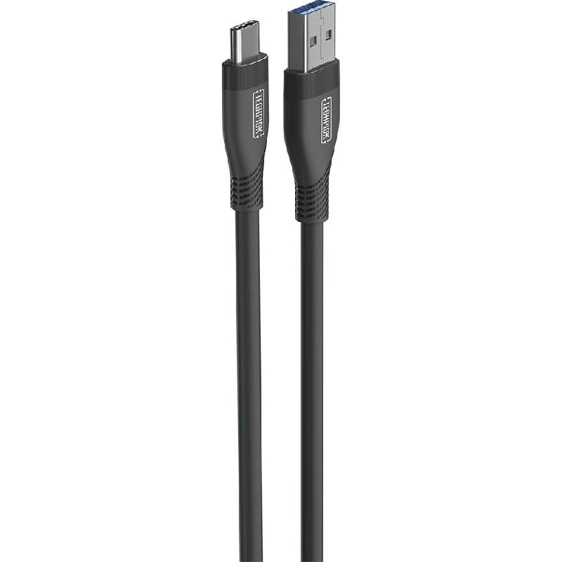 Techpick Silicone USB-A to USB-C Sync & Charge Cable, 2.00 m ( 6.56 ft ), Black
