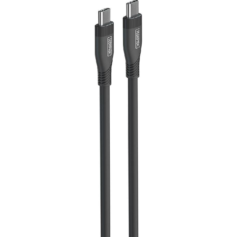 Techpick Silicone USB-C to USB-C Sync & Charge Cable, 2.00 m ( 6.56 ft ), Black