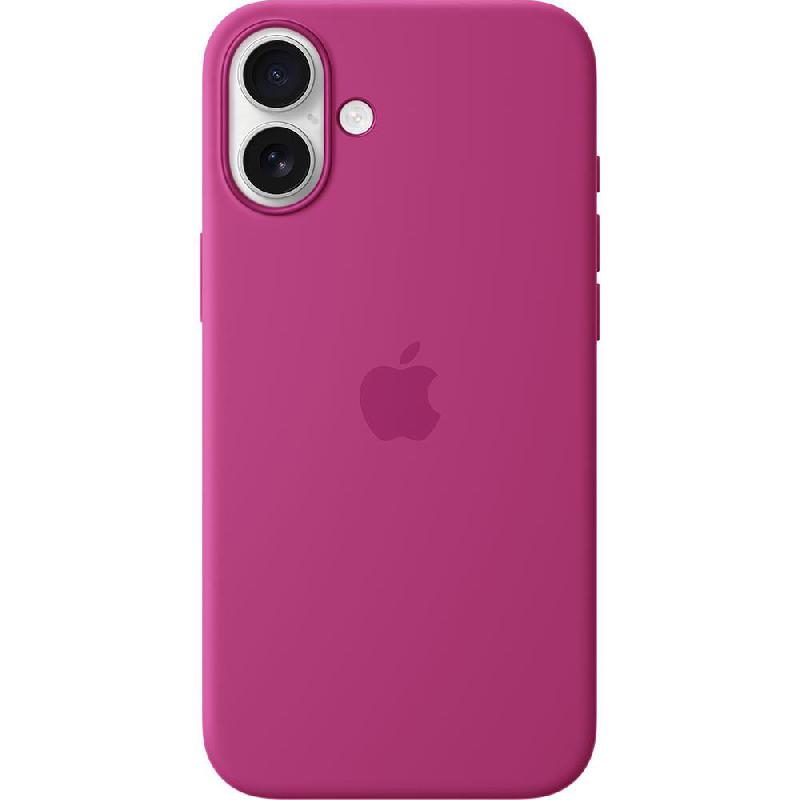 Apple Silicone Back Cover Mobile Case with MagSafe, for iPhone 16, Fuchsia