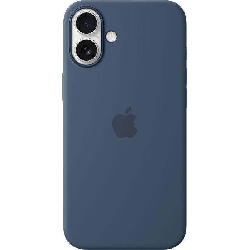 Apple Silicone Back Cover Mobile Case with MagSafe, for iPhone 16 Plus, Denim
