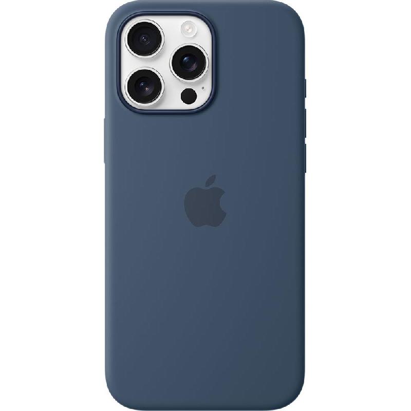 Apple Silicone Back Cover Mobile Case with MagSafe, for iPhone 16 Pro, Denim