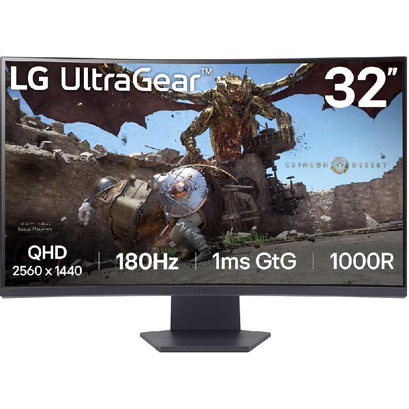 LG UltraGear 32GS60QC 32" Gaming Monitor, LED, LED, 180 Hz, 1ms (GtG), Black