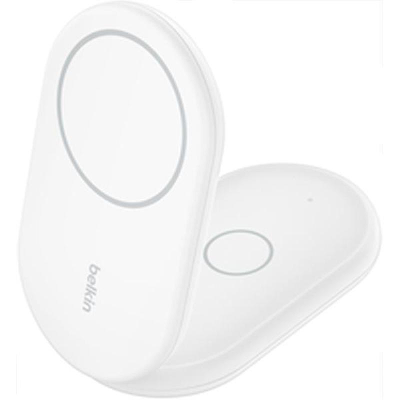 Belkin BoostCharge 2-in-1 Wireless Charging Foldable Stand with Magnetic, Qi2, 15 Watts, White