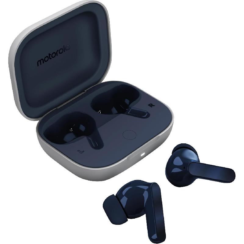 Motorola moto buds Earbuds, Active Noise Cancelling, Bluetooth, USB (Charging), Built-in Microphone, Starlight Blue