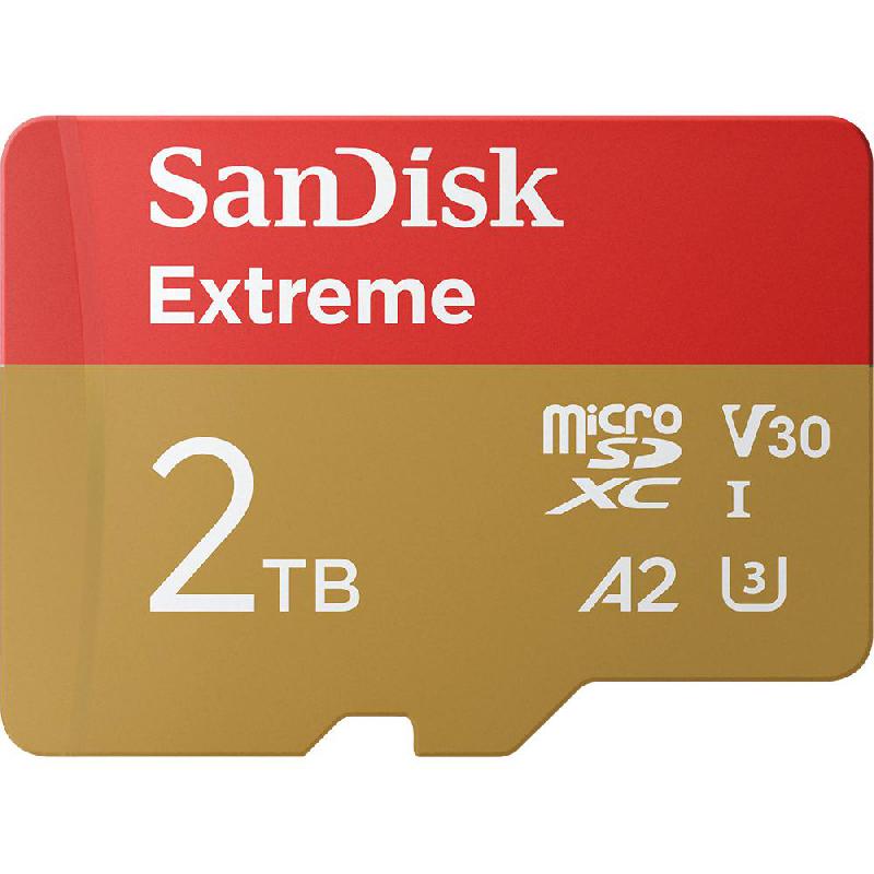 SanDisk Extreme MicroSDXC, 2 TB, Read Speed: up to 240MB/s, Write Speed: up to 140MB/s