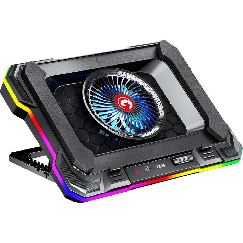 MARVO FN-43 Radiator Fan RGB, Laptop Cooling Stand (19") + Cellphone Stand, for Laptop/Gaming Laptop, Black