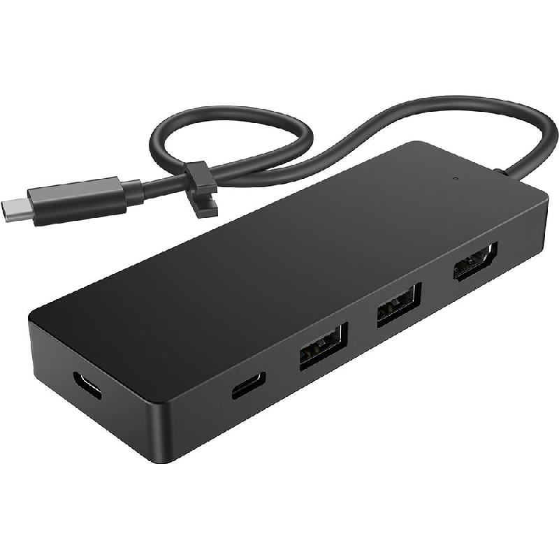 HP Travel Hub G3 Multi-port Station, USB-C, 5 Port (2X USB-A/2X USB-C/HDMI), Black