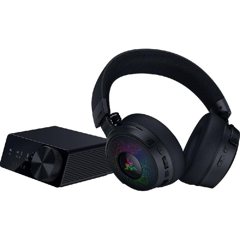 Razer Kraken V4 Pro Chroma RGB + OLED Control Hub Gaming Headset, Passive Noise Isolation, Wireless (2.4 GHz)/Bluetooth/Wired (USB), USB (Charging), Retractable Microphone, Black