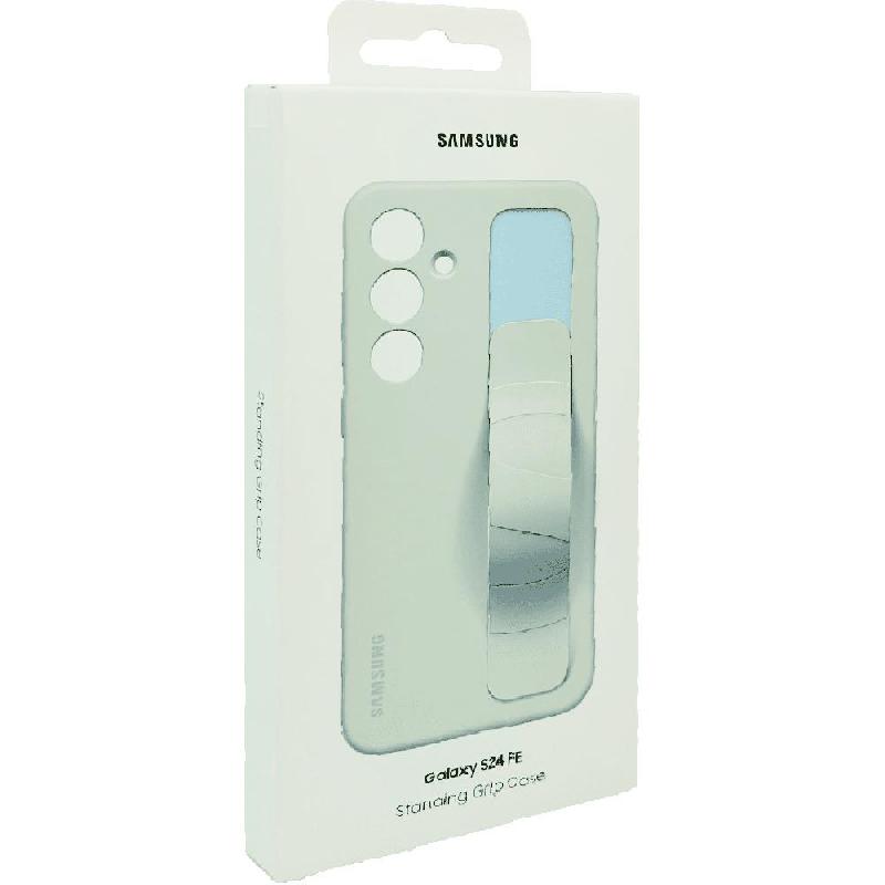 Samsung Standing Grip Back Cover Mobile Case with Stand, for Samsung Galaxy S24 FE 5G, Grey