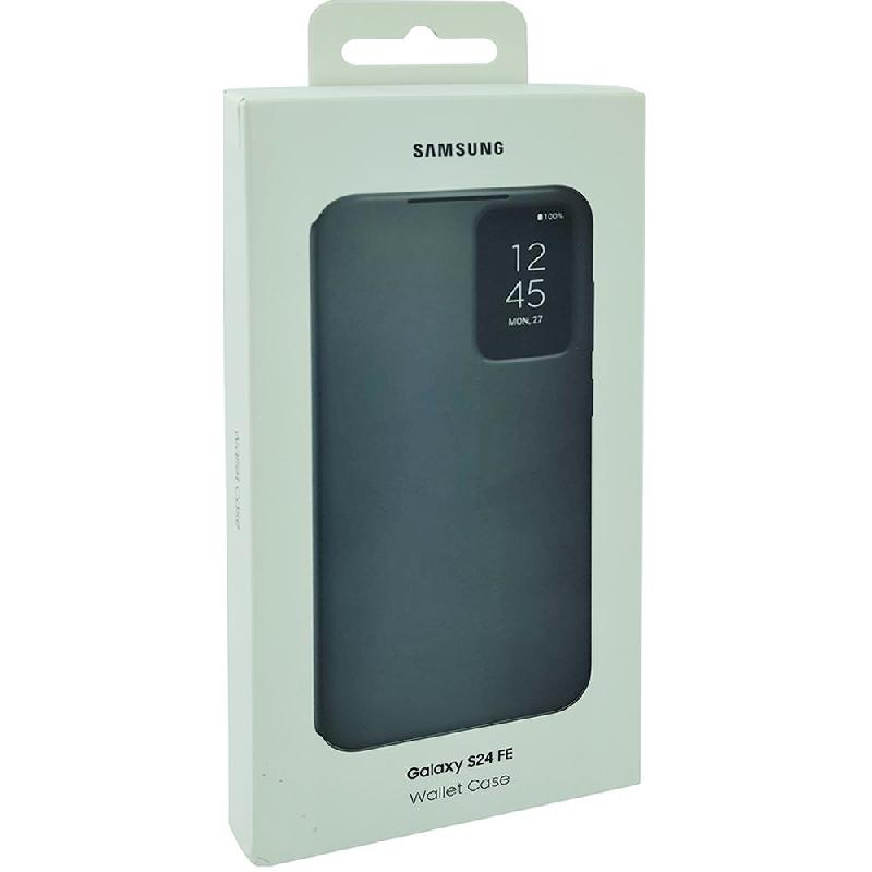 Samsung Wallet Flip Cover Mobile Case, for Samsung Galaxy S24 FE 5G, Black